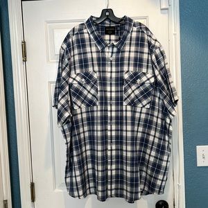 Harley Davidson blue and white plaid shirt sleeve shirt. New with tags. 5xl.